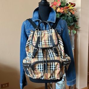 Burberry Checkered Backpack - Beige and Black